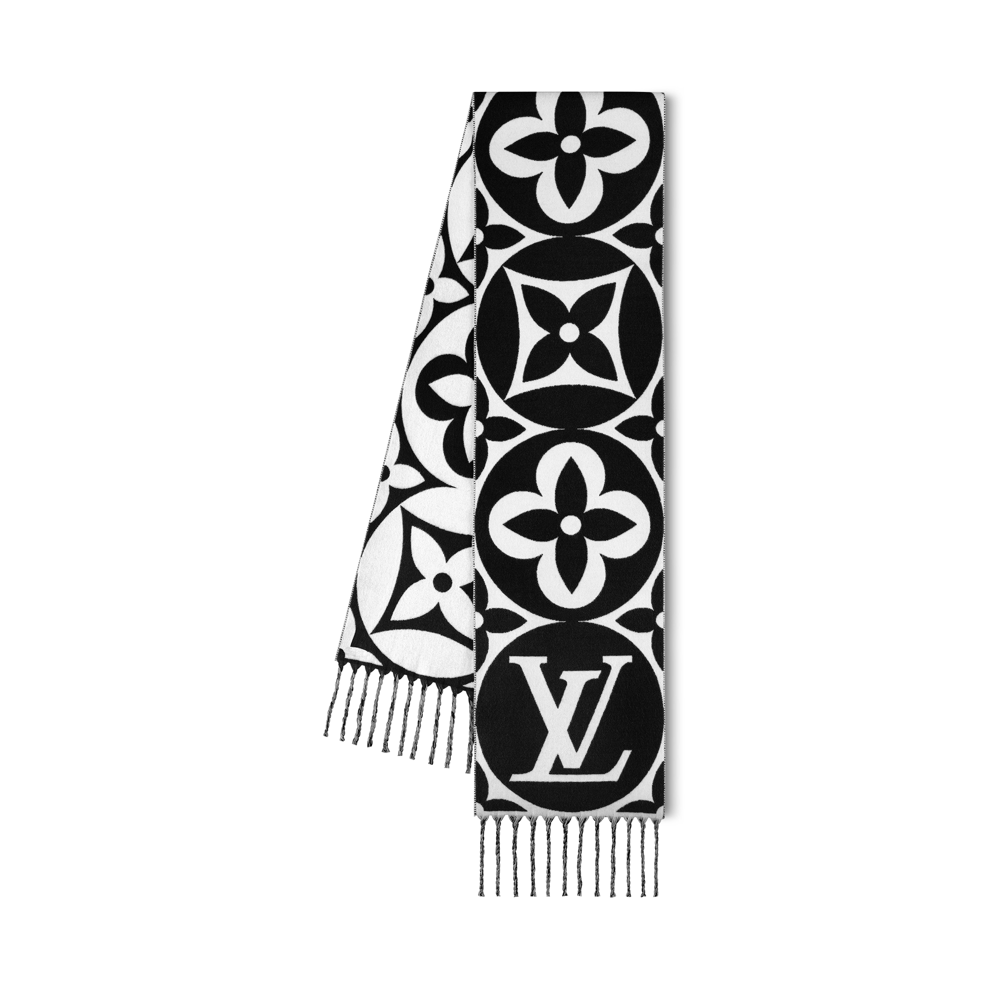 ☆ルイヴィトン マフラー☆エシャルプ ロゴマニア ミックス 白 黒 ☆ルイヴィトン マフラー☆エシャルプ ロゴマニア ミックス 白 黒